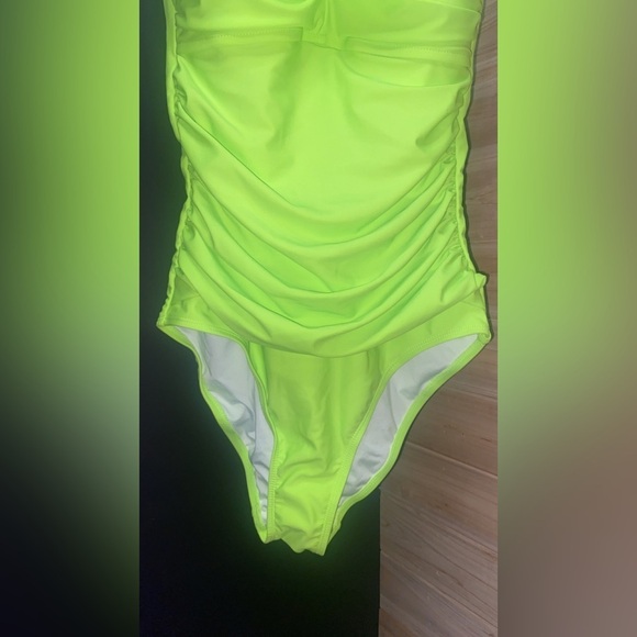 Relleciga One Piece Women’s Padded Spaghetti Strap Swimsuit Size S Neon Green - Picture 3 of 10